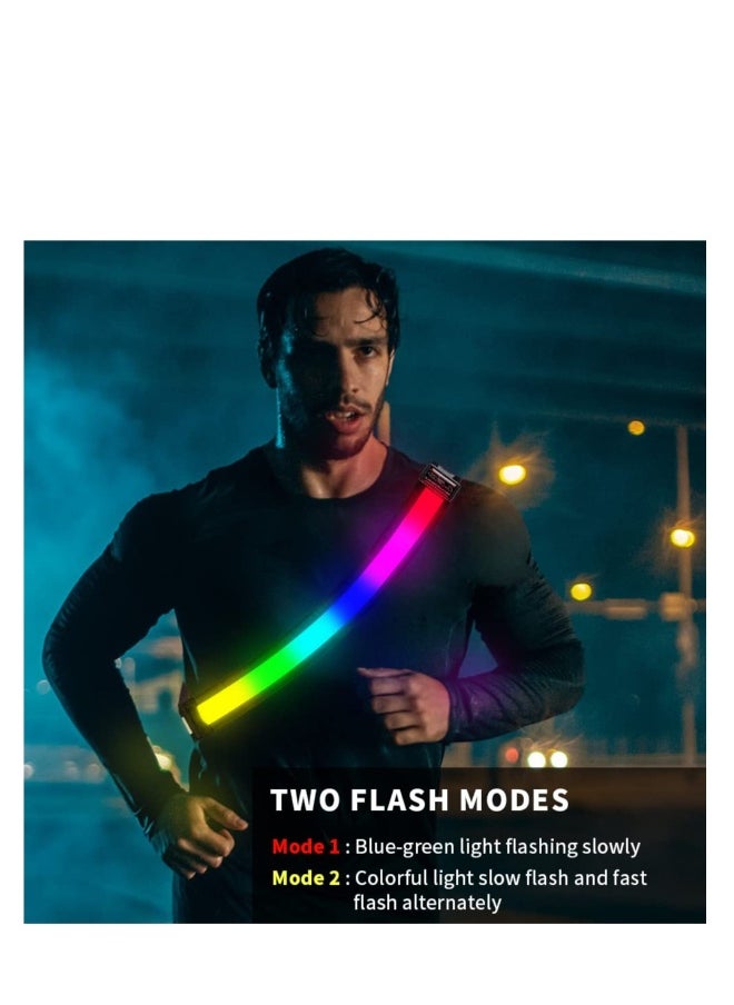 High Visibility Reflective Running Belt with USB Rechargeable Safety Light, Adjustable Size Reflective Sash for Nighttime Running and Walking, Ideal for Outdoor Activities.