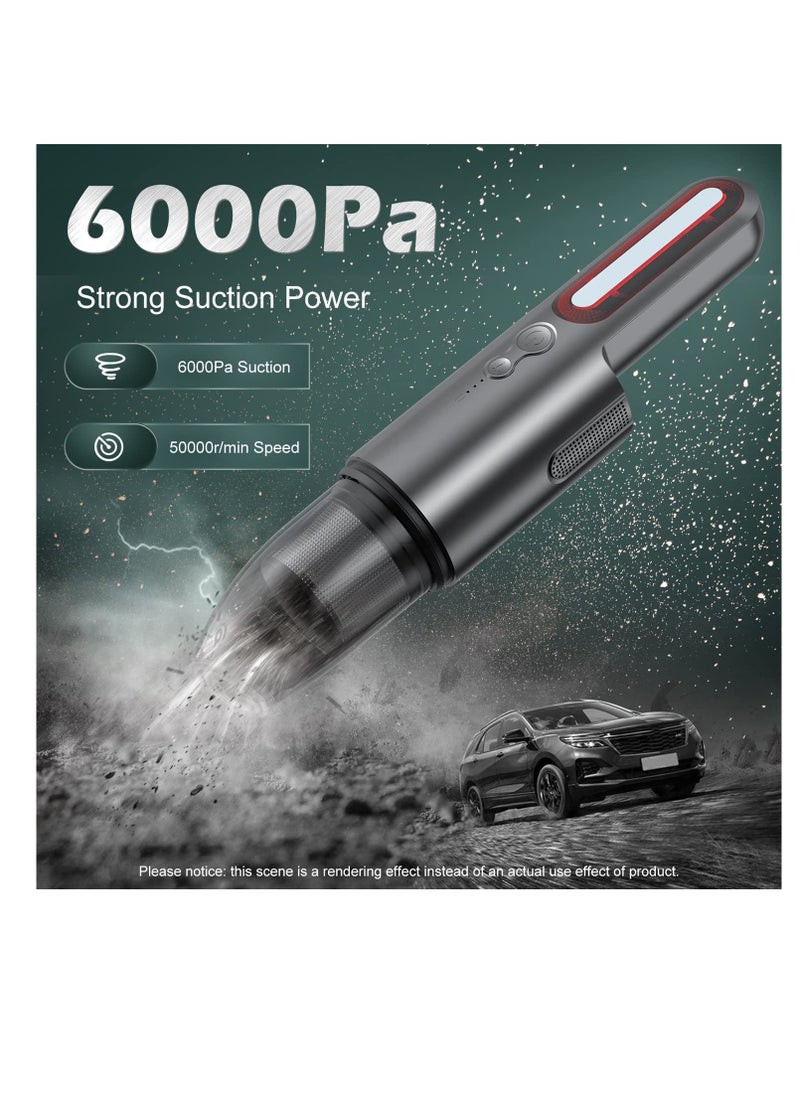 Portable Cordless Handheld Vacuum Cleaner, Strong Suction Car Vacuum Cordless Rechargeable Dust Buster, Mini Hand Held Vacuum Cleaner with LED, Hand Vacuum for Car, Home & Pet Hair - USB C