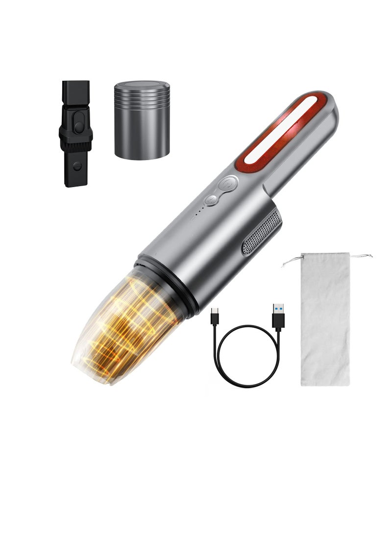 Portable Cordless Handheld Vacuum Cleaner, Strong Suction Car Vacuum Cordless Rechargeable Dust Buster, Mini Hand Held Vacuum Cleaner with LED, Hand Vacuum for Car, Home & Pet Hair - USB C