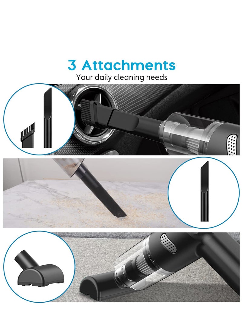 Car Handheld Vacuum, Cordless Handheld Vacuum Cleaner with Low Noise, Portable Rechargeable Car Vacuum, 10000PA Powerful Suction for Travel, RV Camper Car and Home