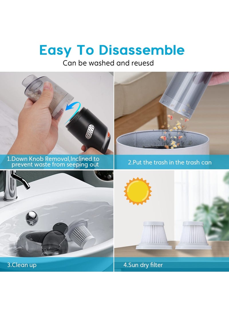 Car Handheld Vacuum, Cordless Handheld Vacuum Cleaner with Low Noise, Portable Rechargeable Car Vacuum, 10000PA Powerful Suction for Travel, RV Camper Car and Home