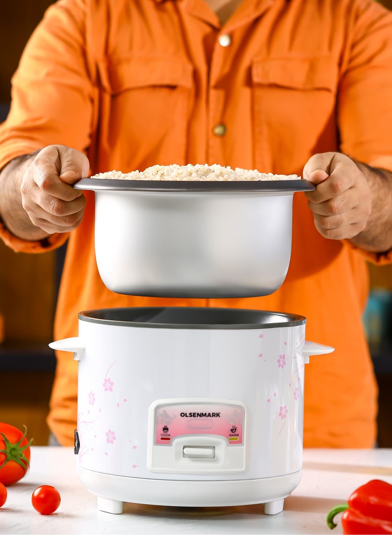 3 IN 1 Automatic Rice Cooker 500W - OMRC7026, 1.5L Capacity, Cook, Steam and Keep Warm, Aluminum Non-Stick Inner Pot 1.5 L 500 W OMRC7026 WHITE