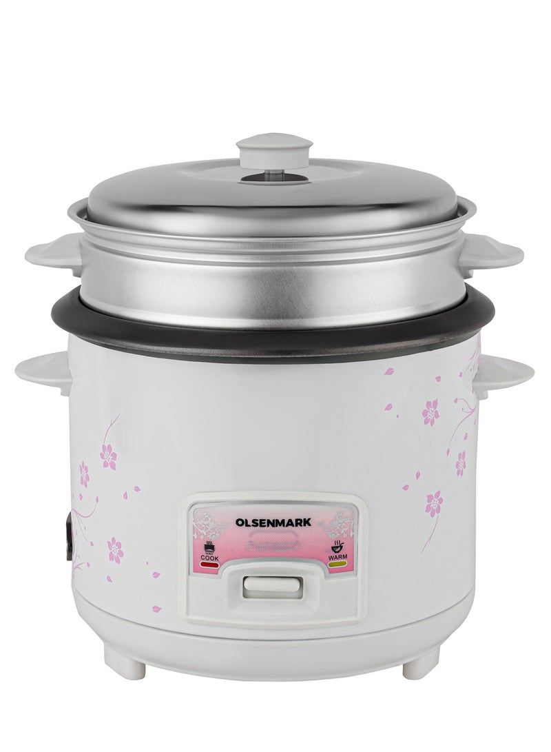 3 IN 1 Automatic Rice Cooker 500W - OMRC7026, 1.5L Capacity, Cook, Steam and Keep Warm, Aluminum Non-Stick Inner Pot 1.5 L 500 W OMRC7026 WHITE