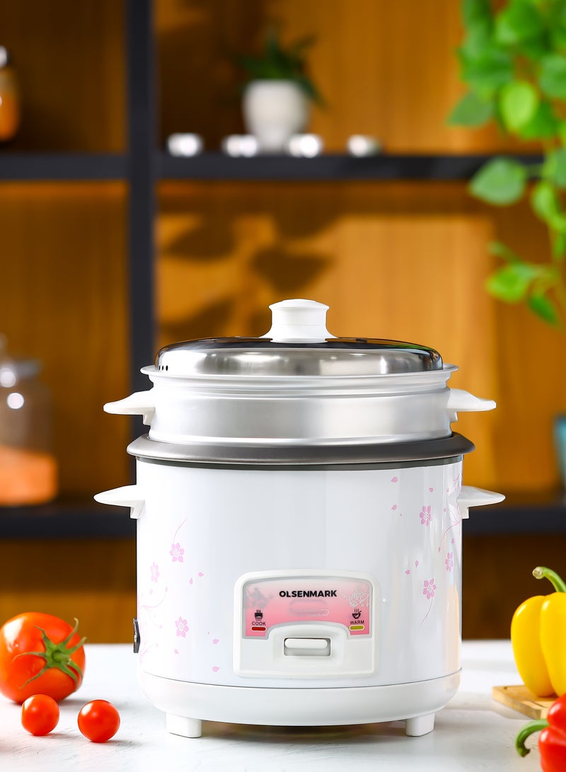 3 IN 1 Automatic Rice Cooker 500W - OMRC7026, 1.5L Capacity, Cook, Steam and Keep Warm, Aluminum Non-Stick Inner Pot 1.5 L 500 W OMRC7026 WHITE