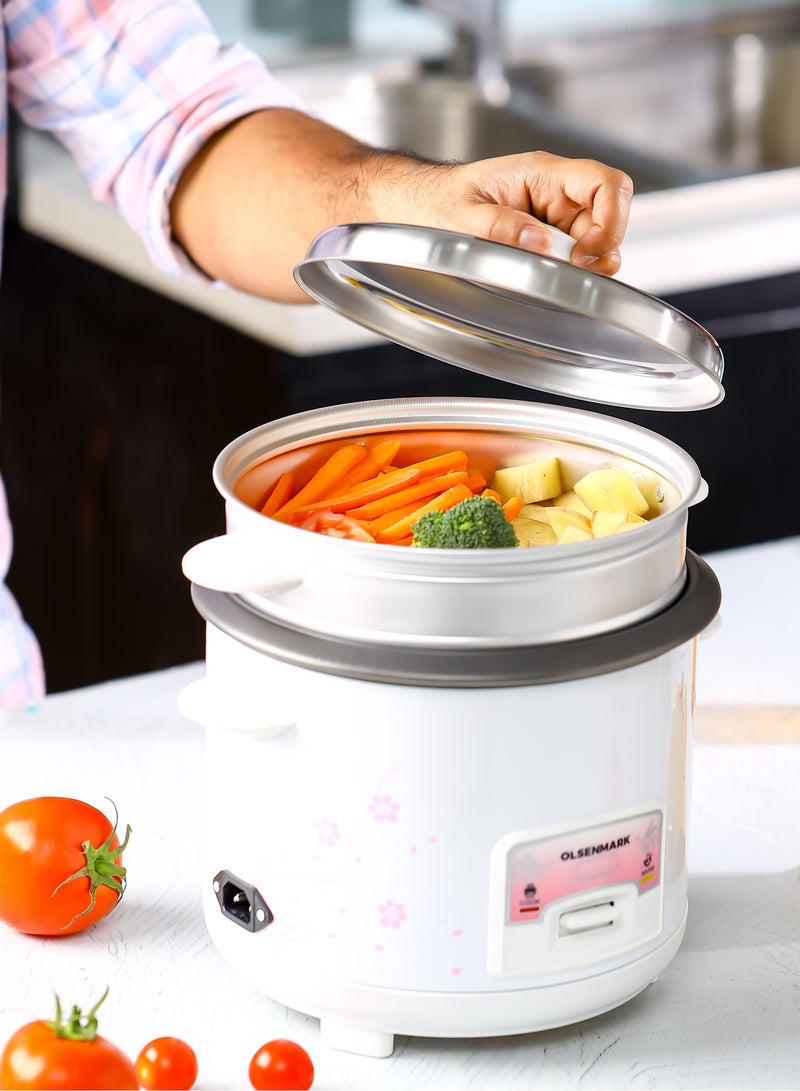 3 IN 1 Automatic Rice Cooker 500W - OMRC7026, 1.5L Capacity, Cook, Steam and Keep Warm, Aluminum Non-Stick Inner Pot 1.5 L 500 W OMRC7026 WHITE