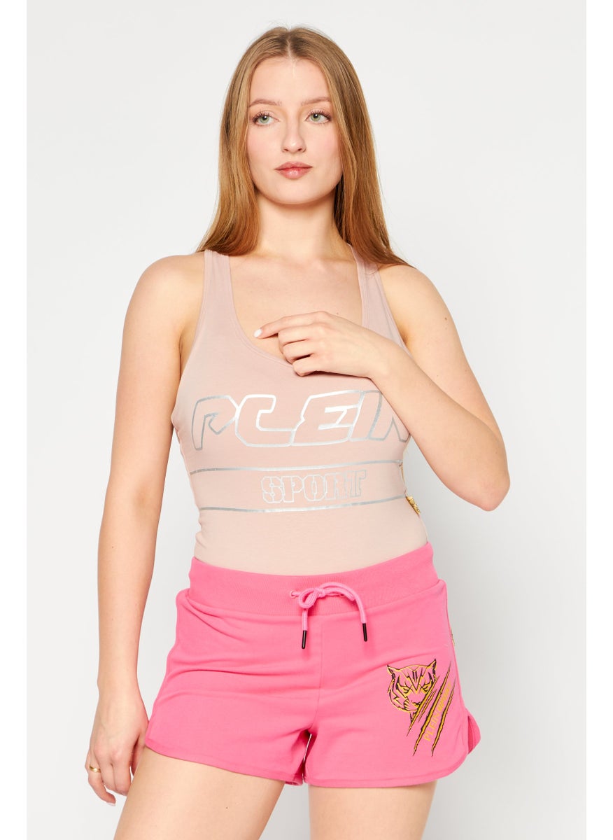 Women Sportswear Fit Sleeveless Training Bodysuit, Mauve