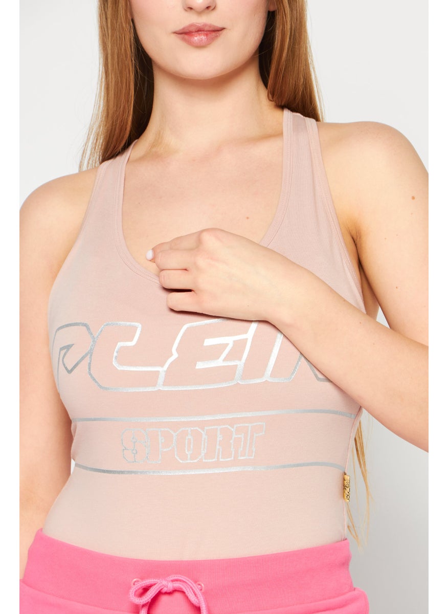 Women Sportswear Fit Sleeveless Training Bodysuit, Mauve
