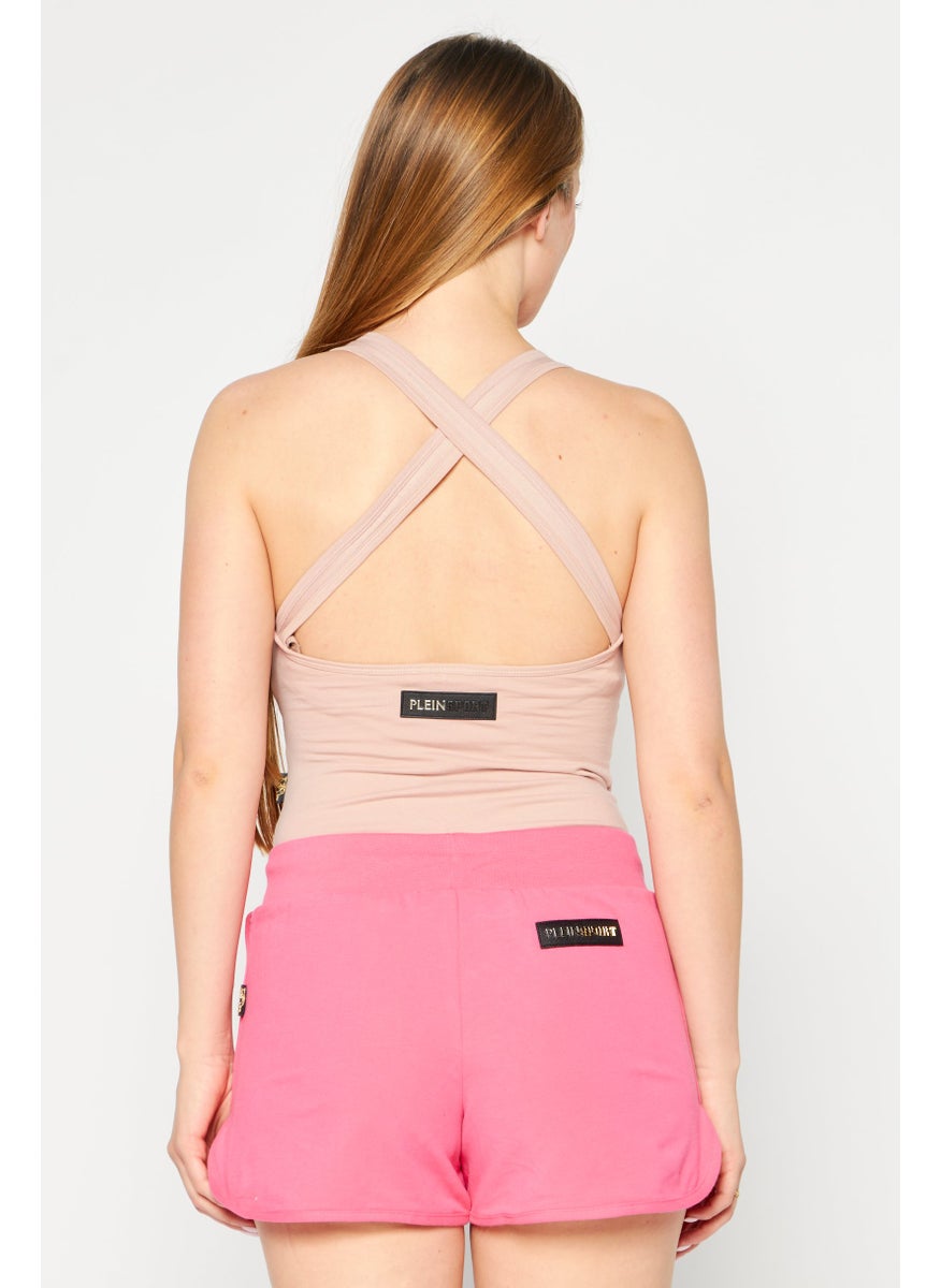 Women Sportswear Fit Sleeveless Training Bodysuit, Mauve