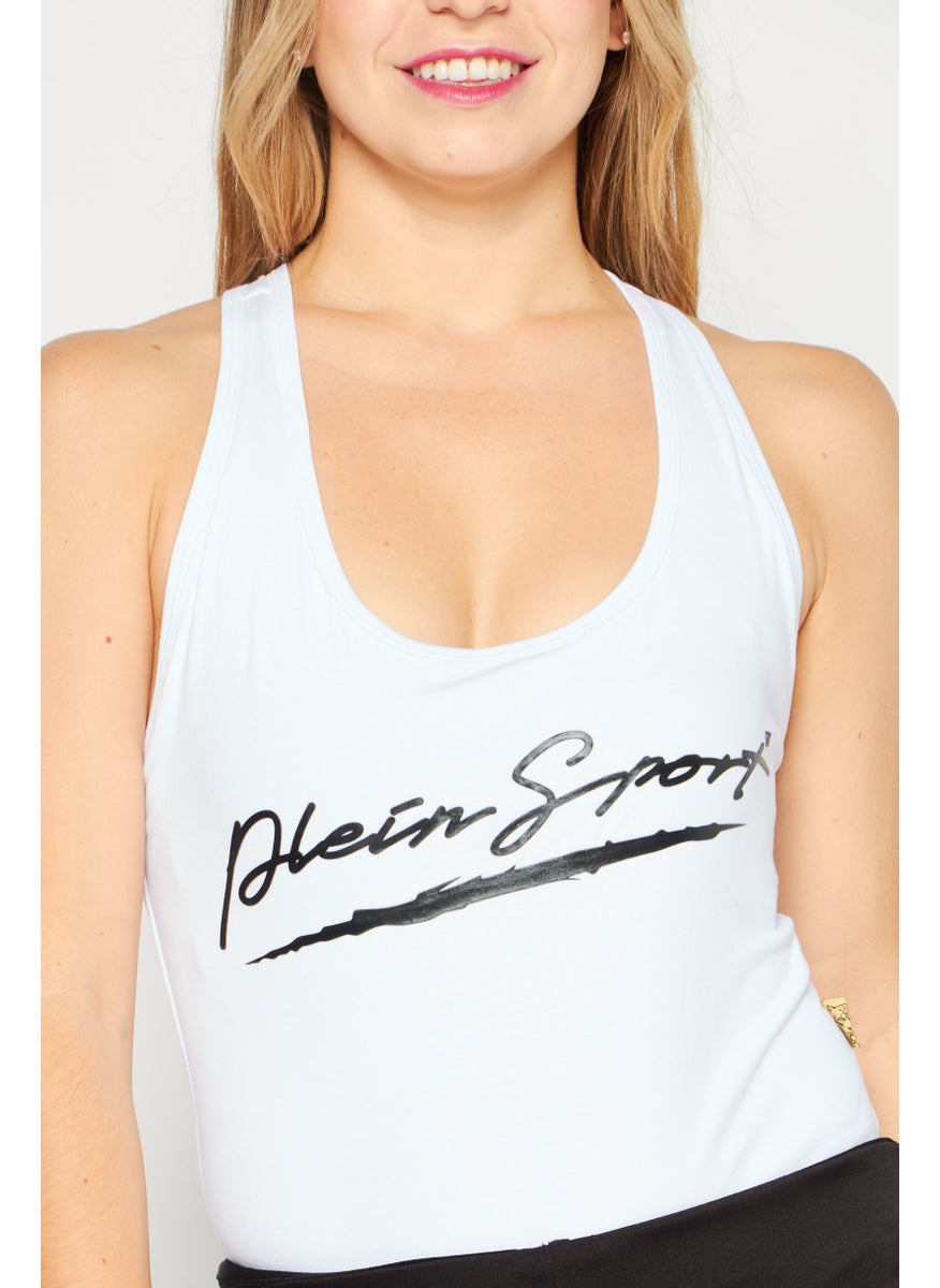 Women Sportswear Fit Sleeveless Training Bodysuit, White