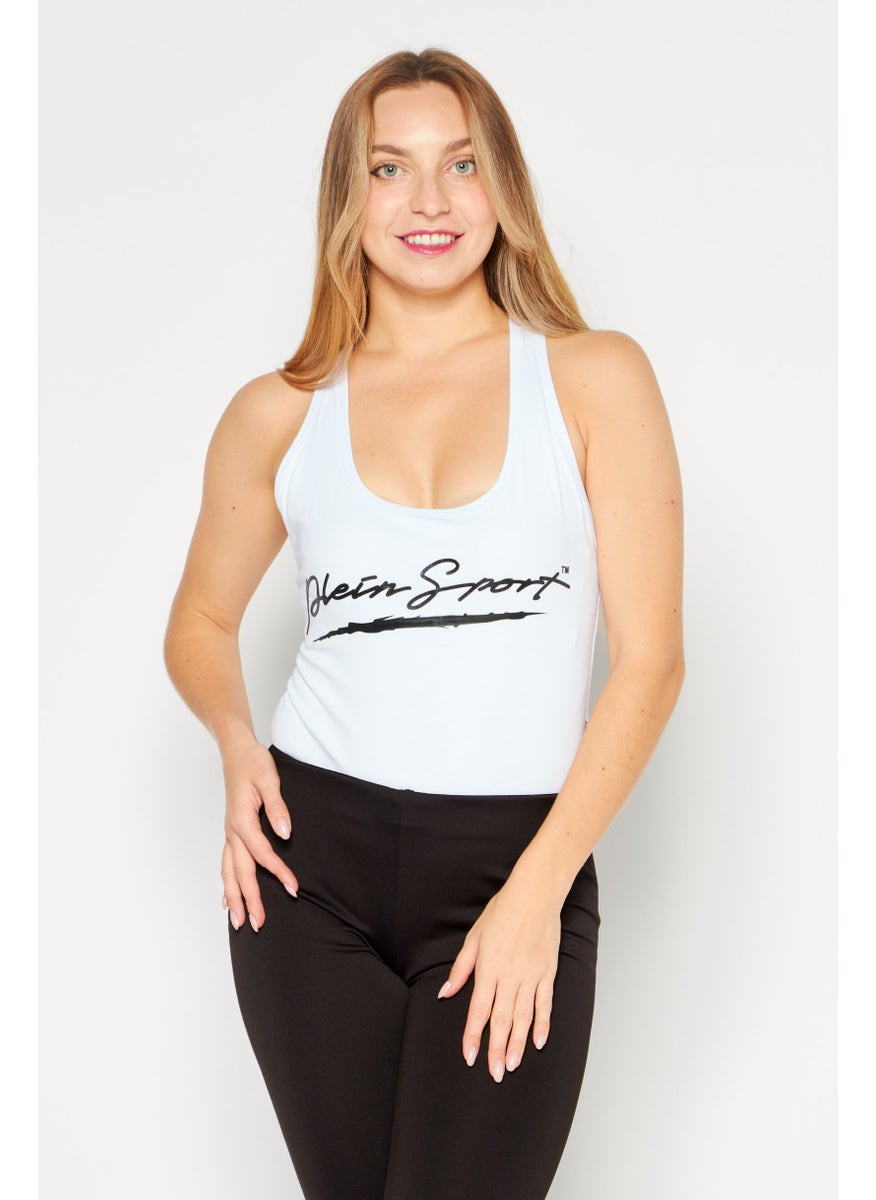 Women Sportswear Fit Sleeveless Training Bodysuit, White