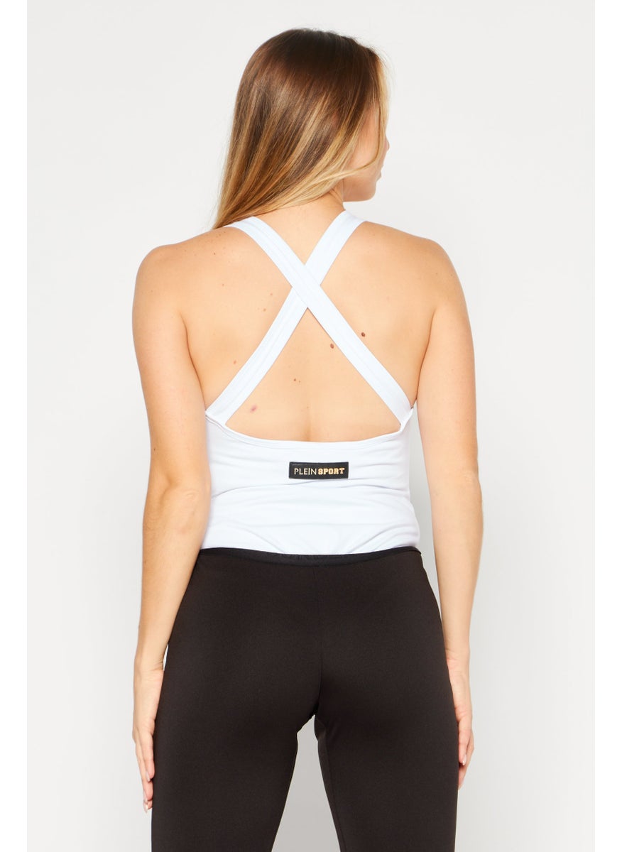 Women Sportswear Fit Sleeveless Training Bodysuit, White