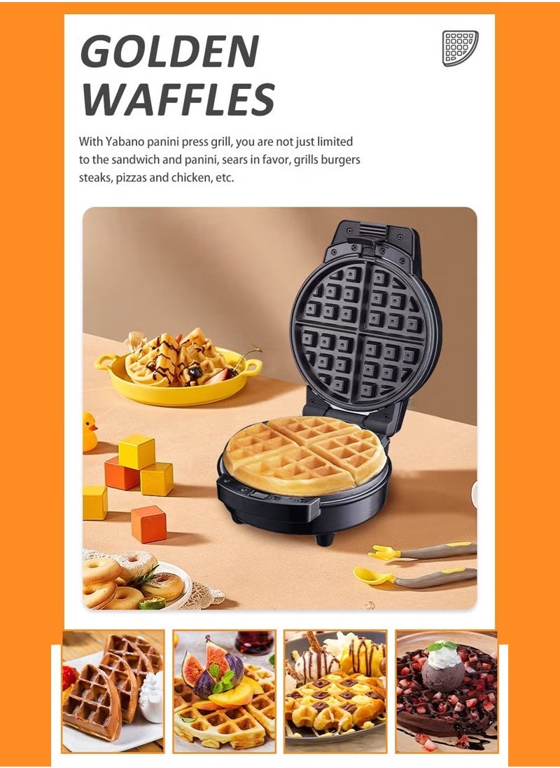 3-In-1 Non-Stick Snacks Maker with Waffle Plate/Cartoon Cake Plate/Doughnut Plate 600 W SK-08006 Black
