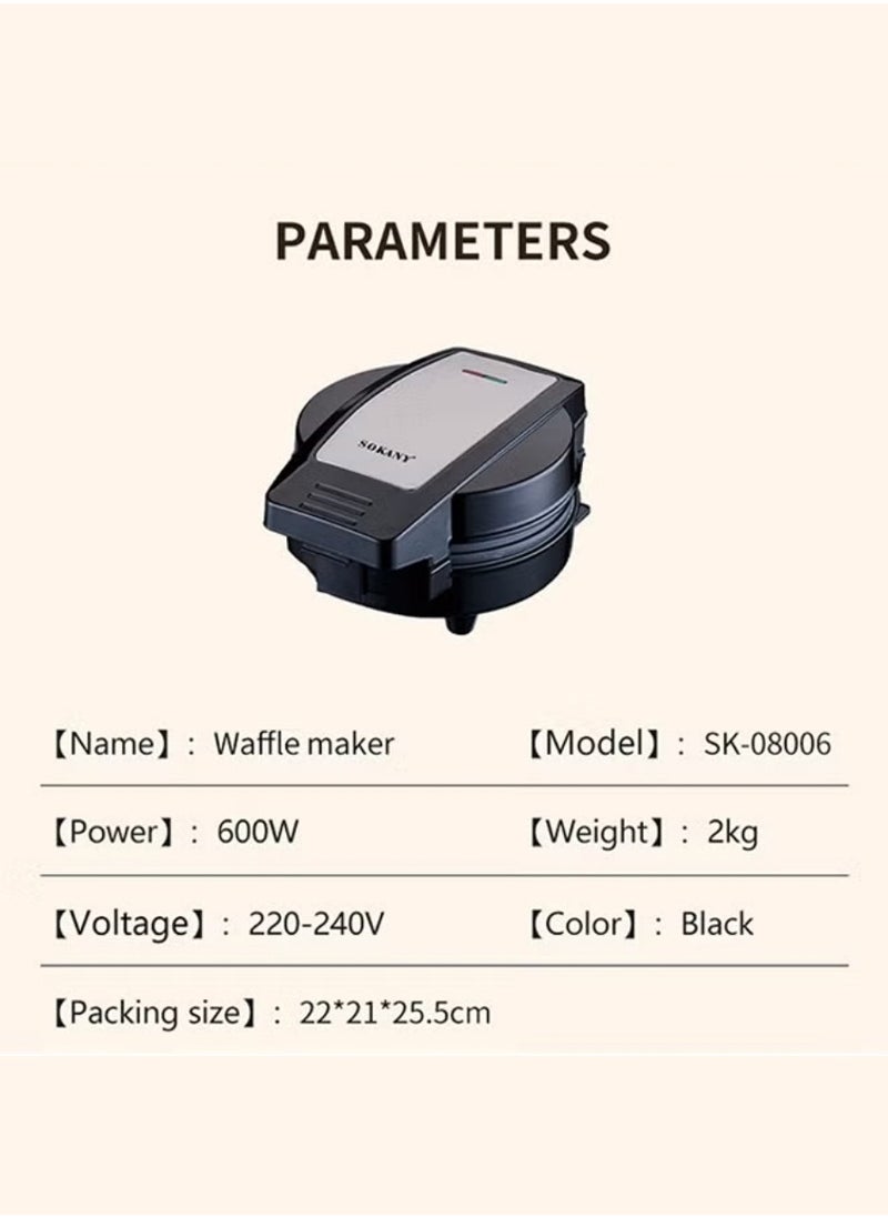 3-In-1 Non-Stick Snacks Maker with Waffle Plate/Cartoon Cake Plate/Doughnut Plate 600 W SK-08006 Black