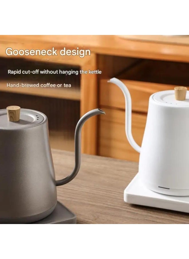 Liying Wooden handle design Gooseneck Electric Pour Over Kettle with Temperature Control, Tea & Pour Over Coffee Kettle, Stainless Steel, Auto Shutoff Boil-Dry Protection, 0.8L, Grey Colour