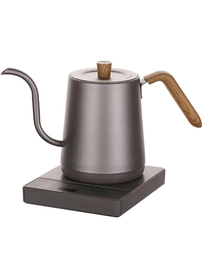 Liying Wooden handle design Gooseneck Electric Pour Over Kettle with Temperature Control, Tea & Pour Over Coffee Kettle, Stainless Steel, Auto Shutoff Boil-Dry Protection, 0.8L, Grey Colour
