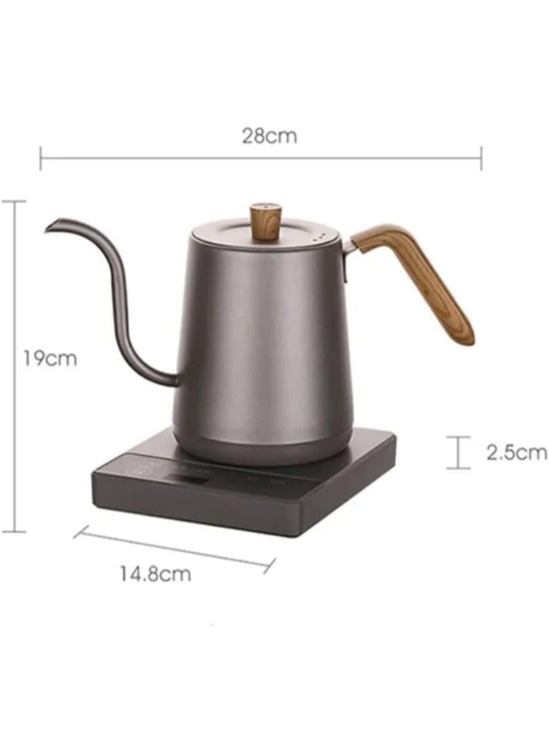 Liying Wooden handle design Gooseneck Electric Pour Over Kettle with Temperature Control, Tea & Pour Over Coffee Kettle, Stainless Steel, Auto Shutoff Boil-Dry Protection, 0.8L, Grey Colour
