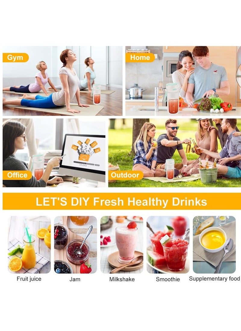 SYOSI Personal Blender for Shakes and Smoothies, Portable Blender with 10 Blades 500ml Large Capacity, Cordless Mini Blender for Travel, Sports and Home, USB Rechargeable and BPA-Free