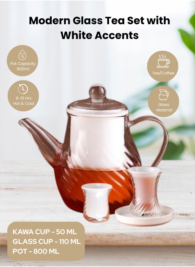 19 Piece Tea Ocean Set Clear 800ml White
