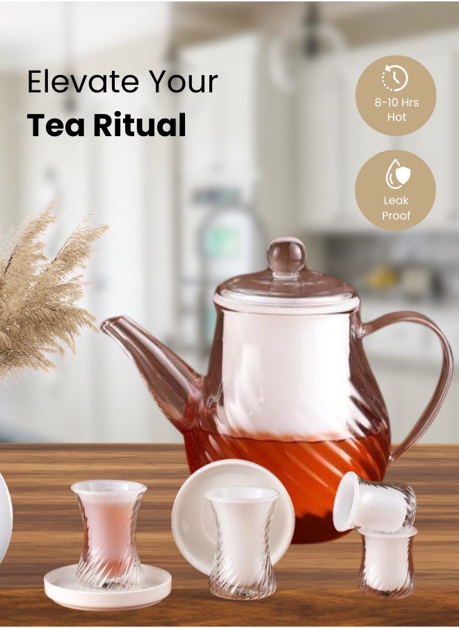 19 Piece Tea Ocean Set Clear 800ml White