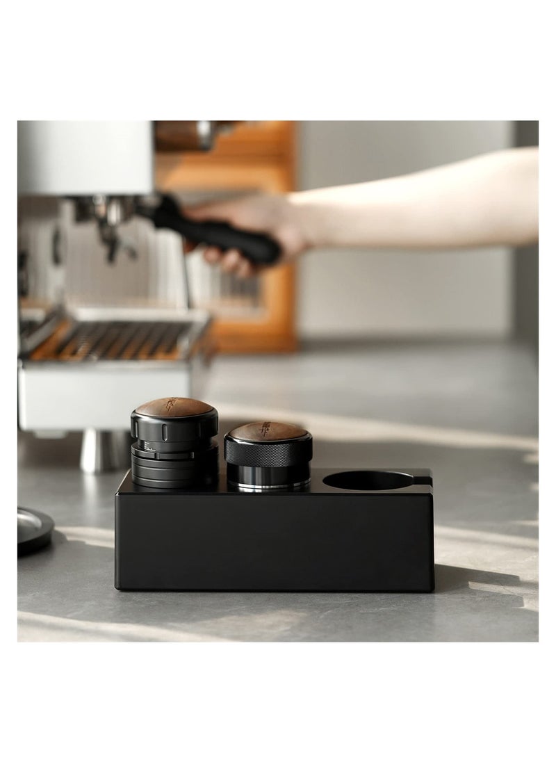 Black Coffee Tamper Station for 51 54 58mm Portafilters Durable Plastic Espresso Tamper Mat Stand Holder