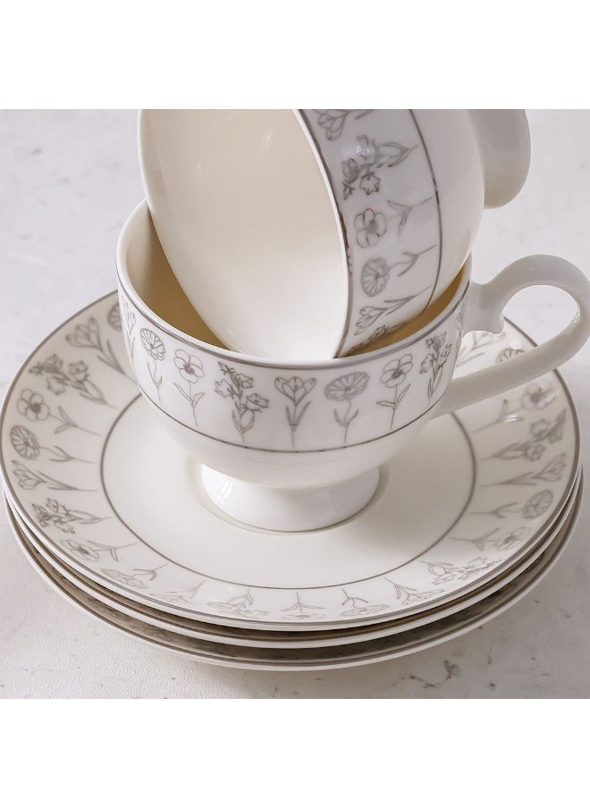 Youthful Bite Sparkle 8-Piece Cup & Saucer Set – Elegant Tea & Coffee Set for 4, Premium Quality, Dishwasher Safe, Stylish & Durable, Perfect for Casual & Formal Dining