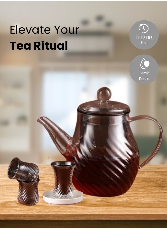 19 Piece Glass Tea Ocean Set 800ml Grey for Home Office Cafes