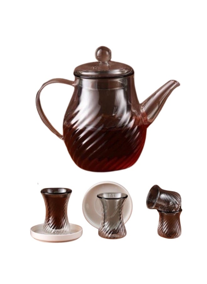 19 Piece Glass Tea Ocean Set 800ml Grey for Home Office Cafes