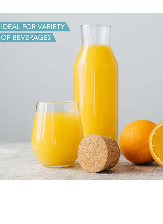 Glass Carafe Bottles 1200ml Glass Bottles with Cork Lid Heat Resistant Cold Brew Tea Water Bottle Hot Cold Beverages Laundry Detergent Milk Juice Nuts Fruits StorageBottles