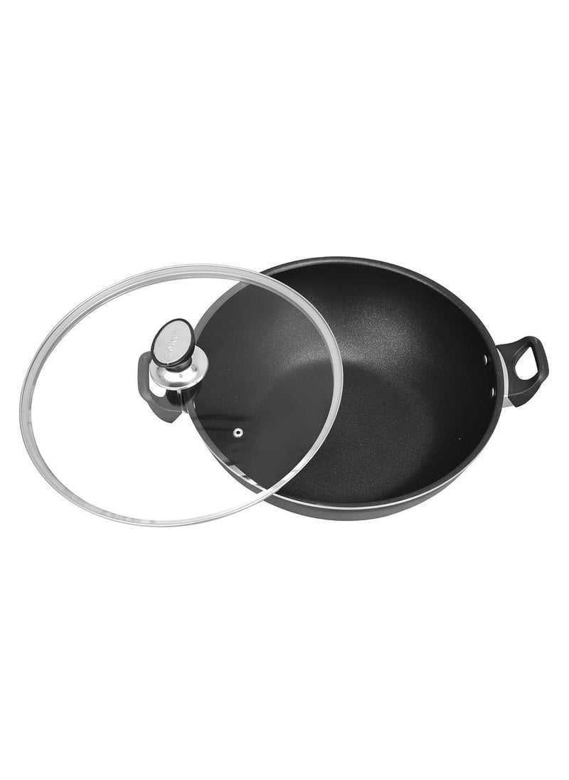 SONEX Non-Stick Cooking Wok Pan with Glass Lid 30cm Diameter