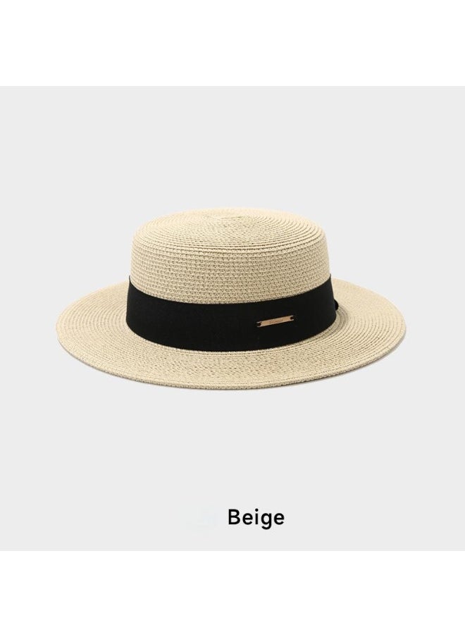 Top hat flat eave hat straw hat breathable and adjustable sunshade hat