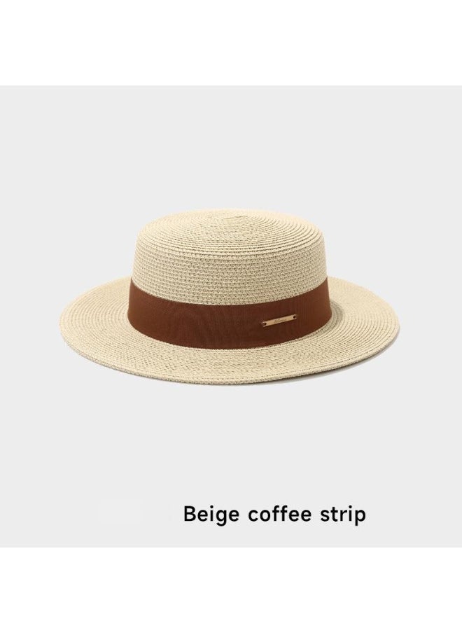 Top hat flat eave hat straw hat breathable and adjustable sunshade hat