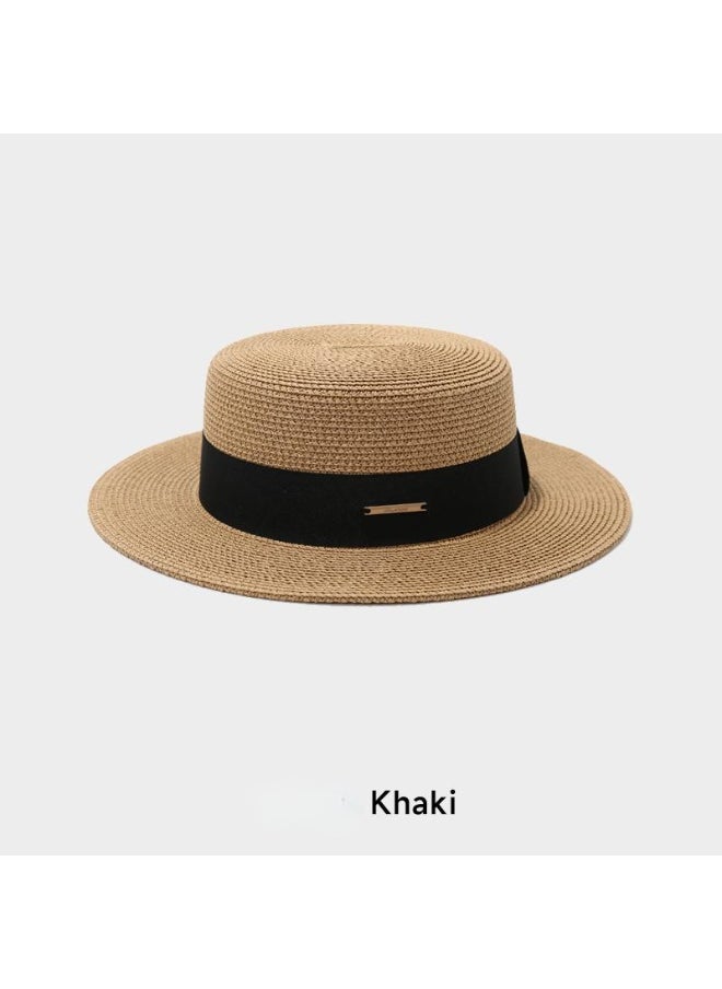 Top hat flat eave hat straw hat breathable and adjustable sunshade hat