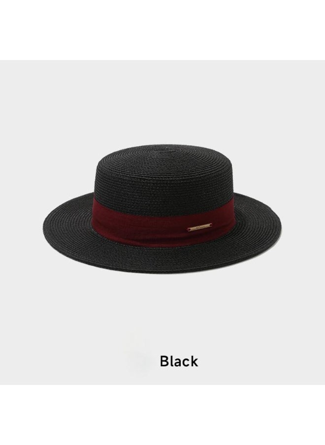 Top hat flat eave hat straw hat breathable and adjustable sunshade hat