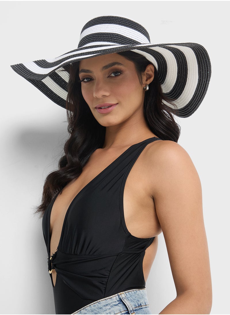 Striped Wide Brim Hat