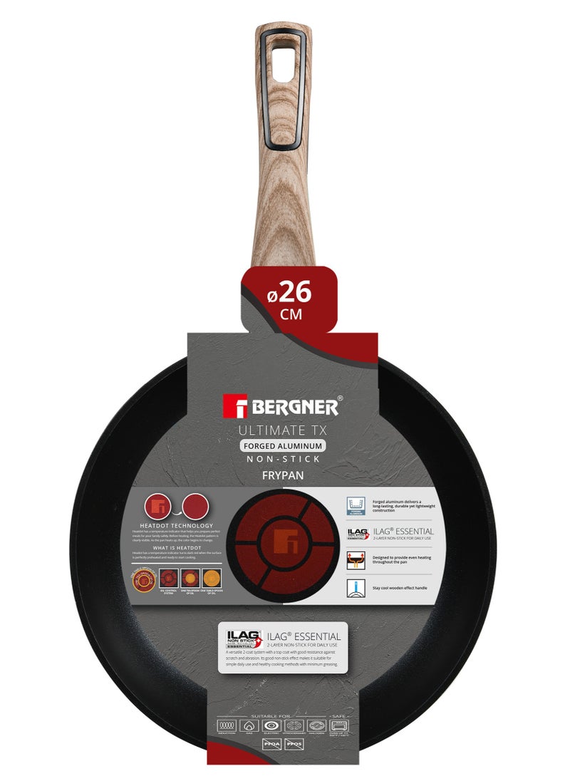 ULTIMATE TX FORGED ALUMINUM FRYPAN 26CM WITH HEATDOT TECHNOLOGY, INDUCTION BOTTOM, GREY COLOR, BG36167GY
