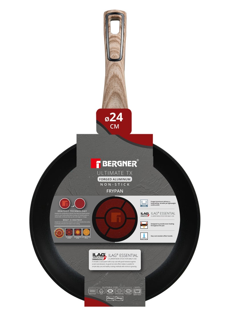 ULTIMATE TX FORGED ALUMINUM FRYPAN 24CM WITH HEATDOT TECHNOLOGY, INDUCTION BOTTOM, GREY COLOR, BG36166GY