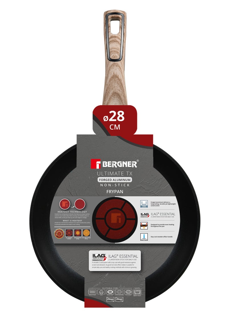 ULTIMATE TX FORGED ALUMINUM FRYPAN 28CM WITH HEATDOT TECHNOLOGY, INDUCTION BOTTOM, GREY COLOR, BG36168GY