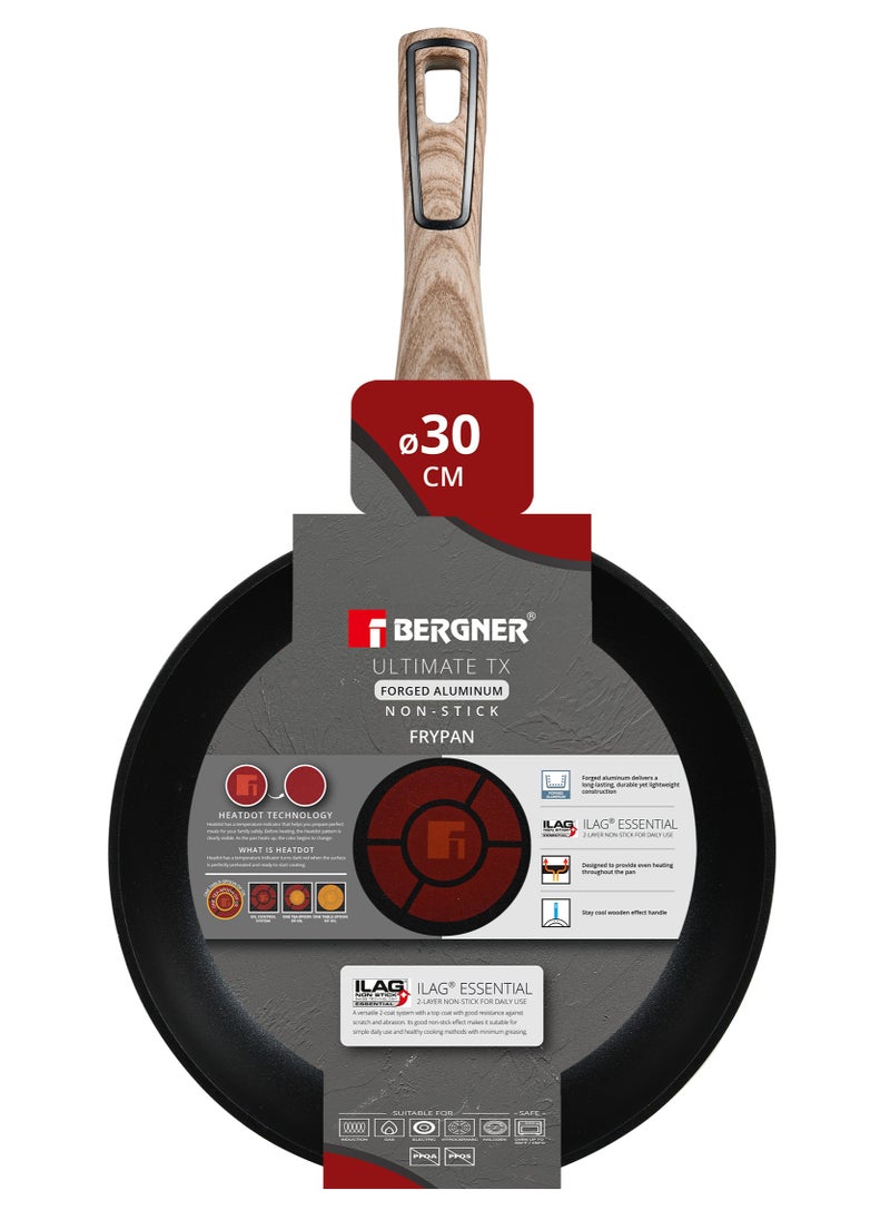 ULTIMATE TX FORGED ALUMINUM FRYPAN 30CM WITH HEATDOT TECHNOLOGY, INDUCTION BOTTOM, GREY COLOR, BG36169GY
