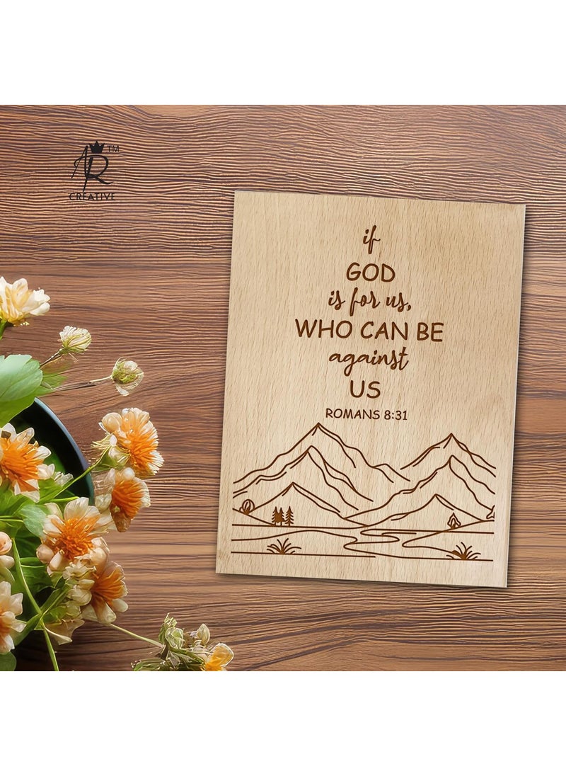 AR Creative If God Bible Verse Engraved Wooden Frame For Study Table Book Shelf Office Desk Home Decoration Bible Quotes Wooden Christian Tabletop Art Bible Verse Home Office Decor Wooden Plaque 6 inch x 8 inch