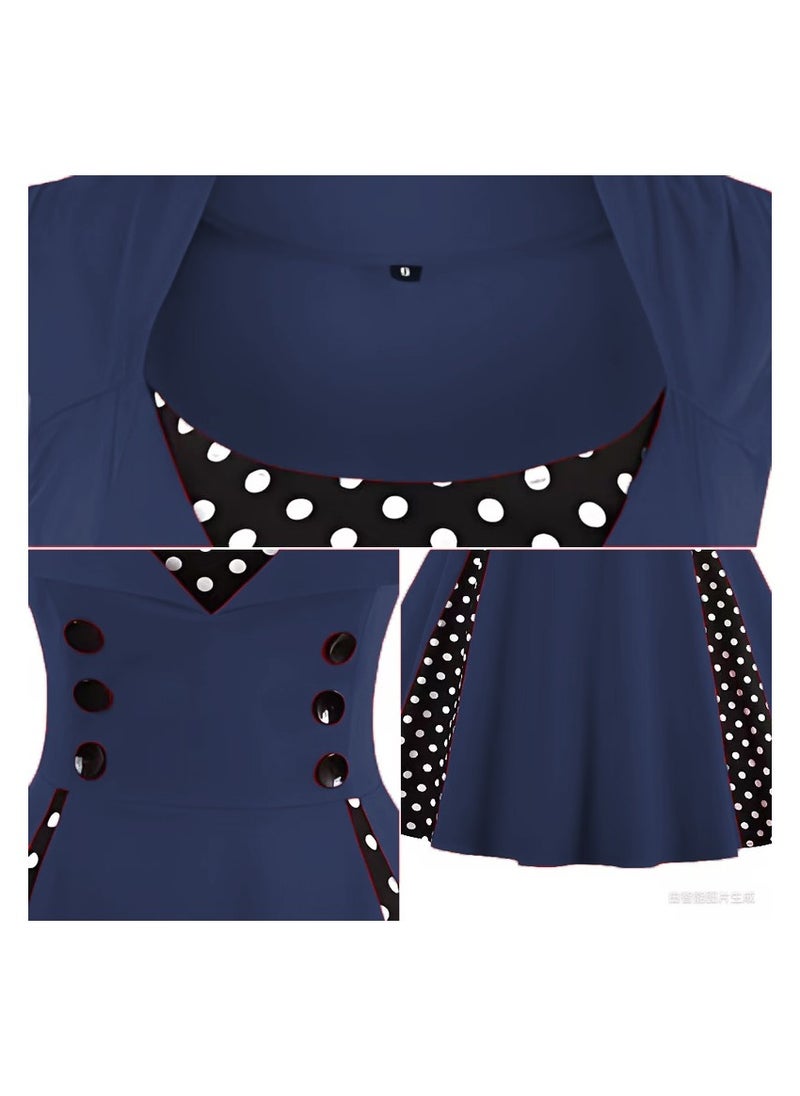 Elegant Retro Women's Dress - Polka Dot Sleeveless Wrap Waist Flared Swing Dress A-Line Mid-Length Summer Dress for Women