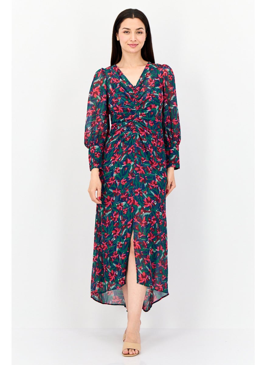 Women Allover Print Midi Dress, Multicolor