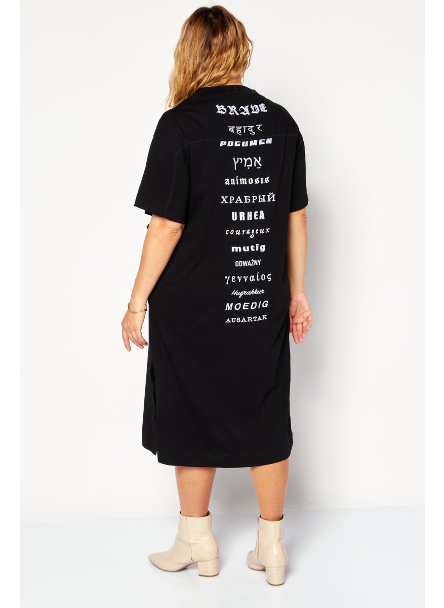 Women Plain Midi Dress, Black