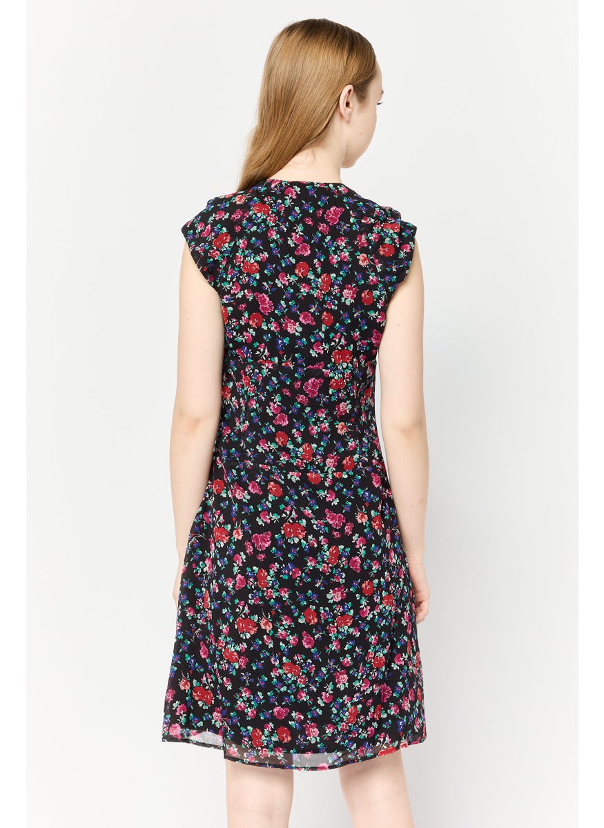Women Floral Print Mini Dress, Multicolor