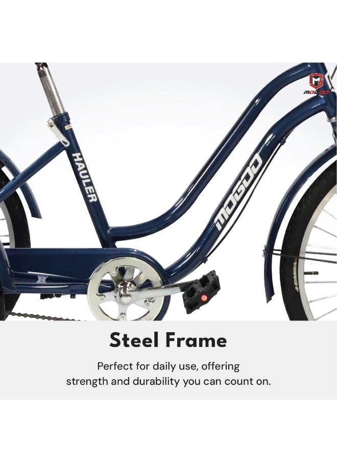 Mogoo Hauler Adult Tricycle With Basket - Blue, 24 Inches