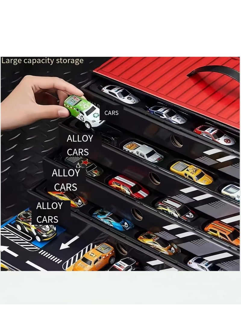 Toy Cars Collection Set with Storage Display Case, 48 Alloy Racing Cars, Multi-Colour Friction Powered Cars Toys for Toddlers, Boys, Girls’ Educational Play, Goodie Bags Stuffers