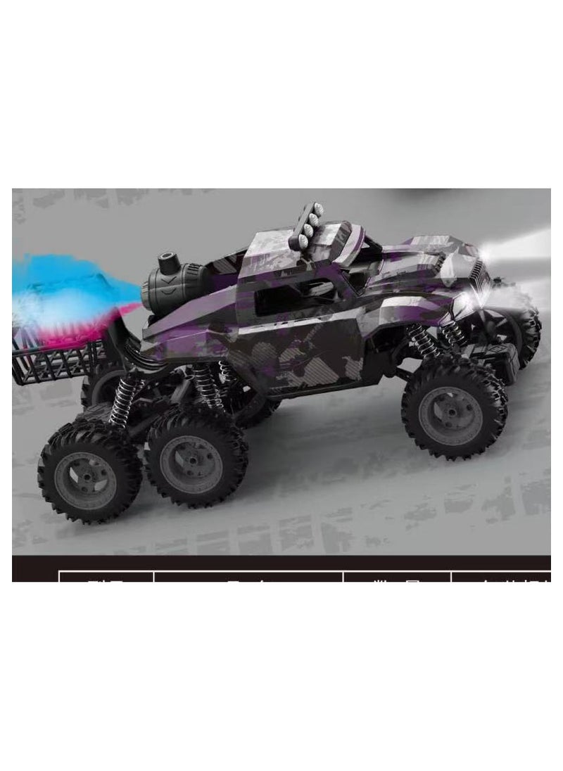 Powerful Big Climbing RC Car Rock Challenger 6WD (Purple), Rechargeable 2.4GHz Remote Control Car with Light Music and Spray function (Purple), New RC Car Truck Rock climber with  effect| Super Powe