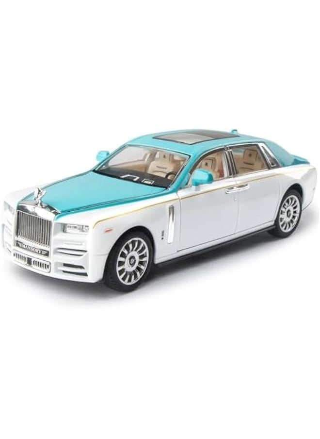 Toy Car Rolls-Royce 1/24 Blue Phantom Alloy Collectibles Diecast Vehicles Model with Sound and Light