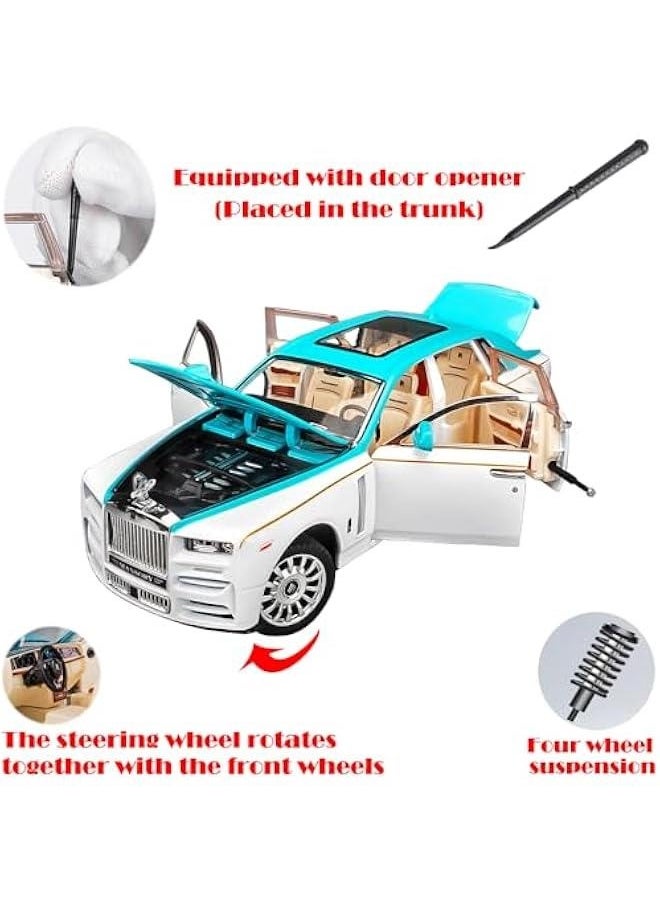 Toy Car Rolls-Royce 1/24 Blue Phantom Alloy Collectibles Diecast Vehicles Model with Sound and Light
