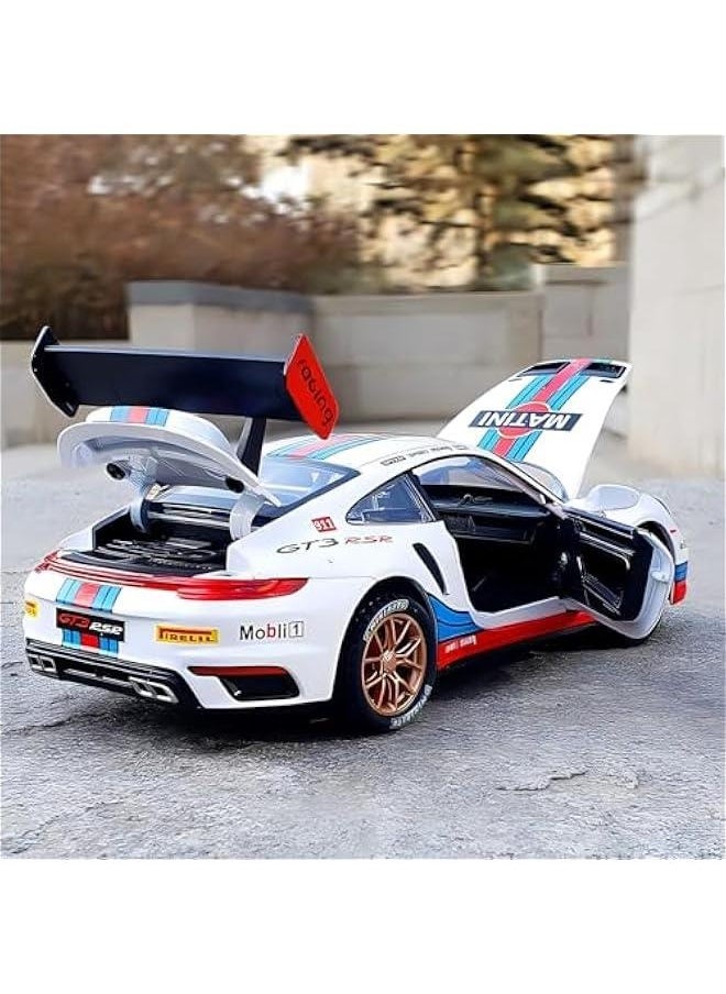 Toy Cars Porsche 911 GT3 RS RSR Turbo S Diecast Model Cars,Pull Back Car with Light and Sound Sports Race Car for Boys Age 4-7 Gifts White Blue