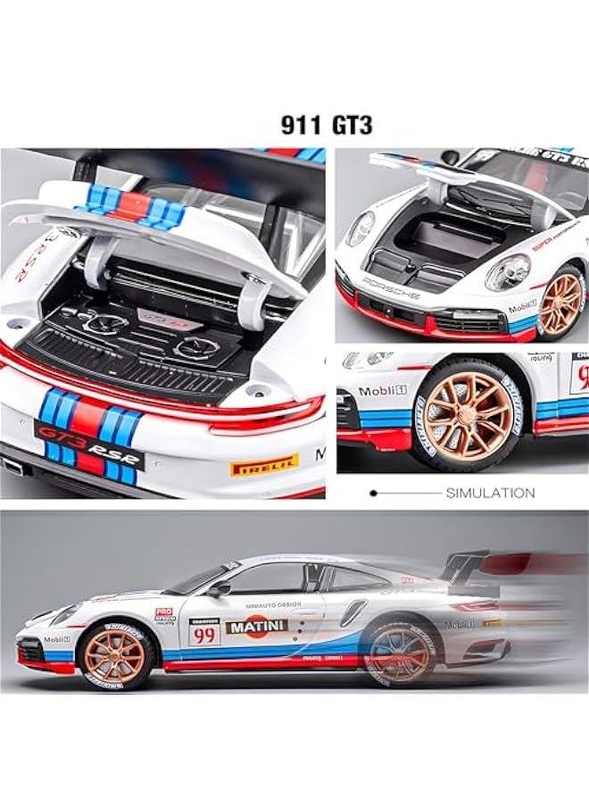 Toy Cars Porsche 911 GT3 RS RSR Turbo S Diecast Model Cars,Pull Back Car with Light and Sound Sports Race Car for Boys Age 4-7 Gifts White Blue